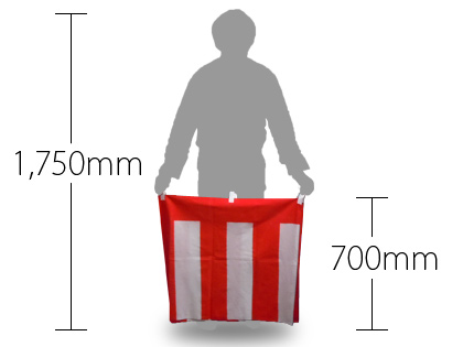 豆紅白幕、人との高さ比較イメージ